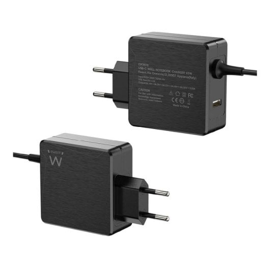Cargador de pared Ewent EW3978 USB-C 65W, Power Delivery, protección cuádruple, cable 1,5m