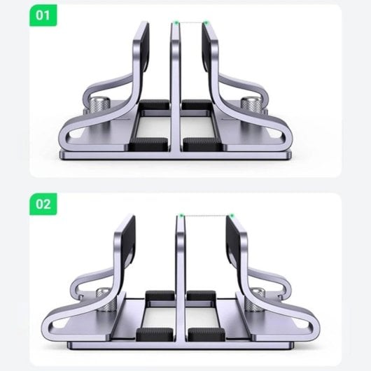 Ugreen 60643 Suporte vertical para portátil em alumínio prateado com dois compartimentos para portáteis até 15.6″