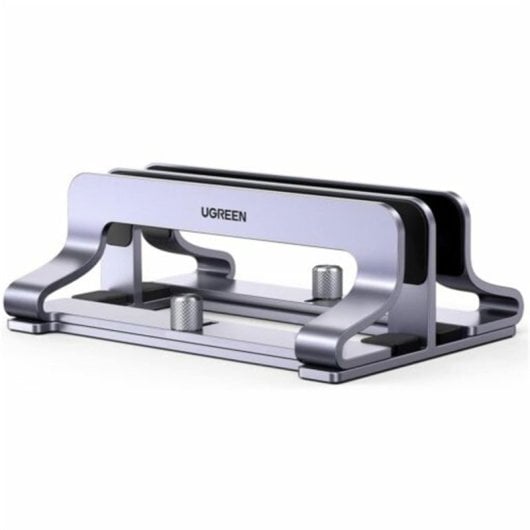 Ugreen 60643 Suporte vertical para portátil em alumínio prateado com dois compartimentos para portáteis até 15.6″