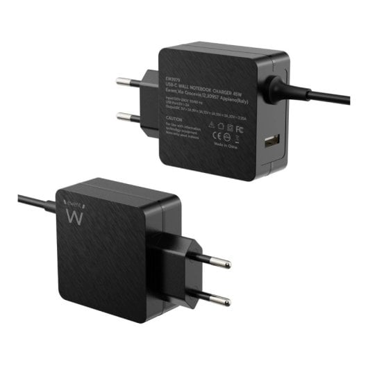 Cargador Ewent EW3979 45W USB-C Power Delivery, USB-A, Carga Rápida, Cable 1.5m Negro