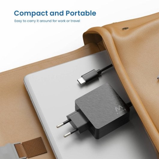 Cargador Ewent EW3979 45W USB-C Power Delivery, USB-A, Carga Rápida, Cable 1.5m Negro