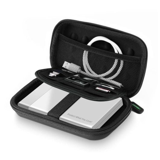Funda Ugreen LP128 40707 EVA doble capa negra para disco duro 2.5? y power bank 13000mAh