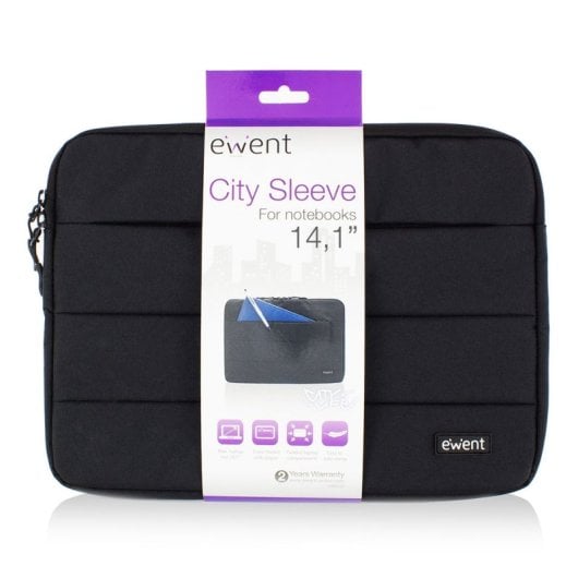 Bolso Ewent EW2521 City Sleeve 14.1? Negro revestimiento interior suave y compartimento extra
