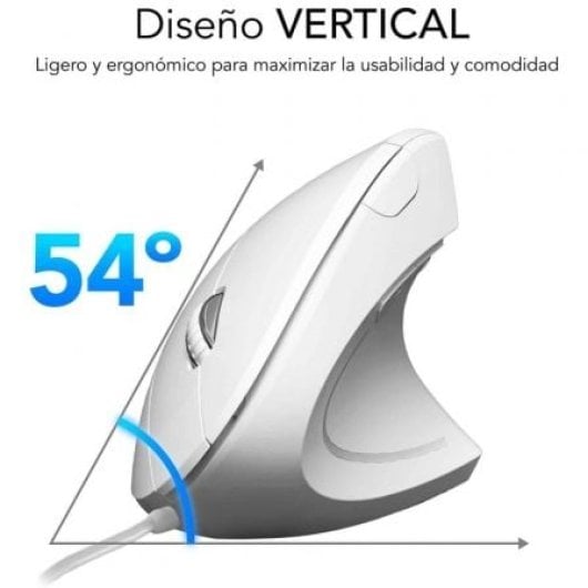 SUBBLIM EDGVU02 Rato USB Ergonómico Vertical 1600 DPI Silent Click com 6 Botões Branco