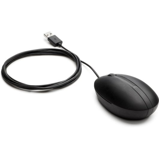 Ratón HP con cable 1000 DPI ambidiestro ergonómico USB óptico Negro