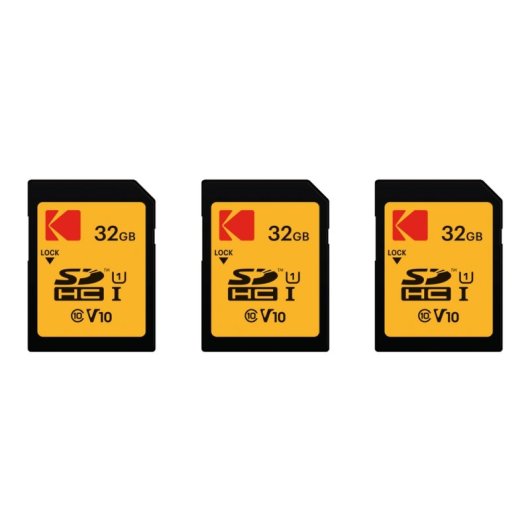 Pack de cartes mémoire SDHC Kodak 32 Go, 3x haute vitesse, protection en écriture jusqu'à 90 Mo/s