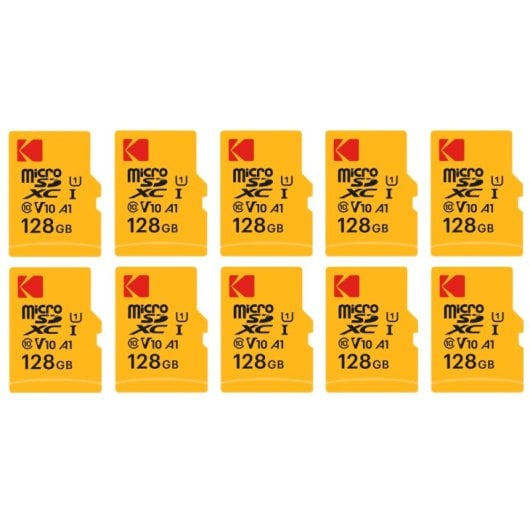 Scheda Micro SDXC Kodak da 128 GB con adattatore, alta capacità e prestazioni, confezione da 10