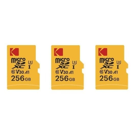 Carte Kodak MicroSD 256GB Classe 10 Adaptateur SD Haute Performance
