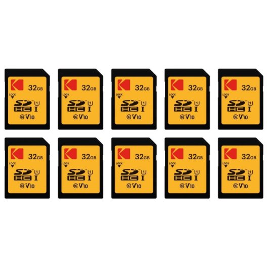 Lot de 10 cartes mémoire Kodak SDHC 32 Go haute vitesse 90 Mo/s