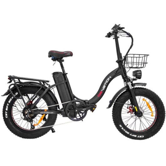 DRVETION Faltbares Elektrofahrrad, 750-W-Motor, 48 V, 20 Ah, Shimano 7 V, Reifen 20 x 4,0, Schwarz
