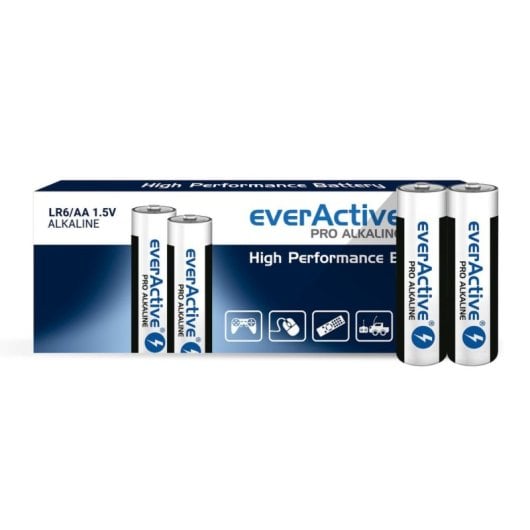 Pilhas Alcalinas EverActive LR6 AA Pro 1,5 V, 10 Unidades, Alta Capacidade 3000 mAh