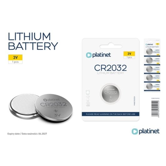 Batería Platinet PMBCR2032 Litio CR2032 3V Blíster 5 unidades Botón en blister