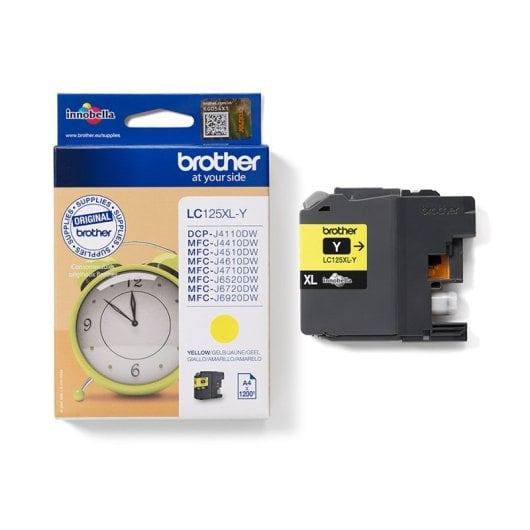 Cartouche d&#39;encre jaune Brother LC-125xly - 1200 pages - Qualité supérieure, couleurs vives et durables - Compatible avec les imprimantes Brother.