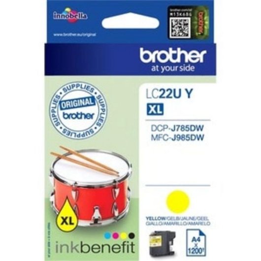 Cartouche Tinta Brother LC22UY Jaune 550 pages impression professionnelle