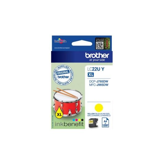 Cartouche Tinta Brother LC22UY Jaune 550 pages impression professionnelle