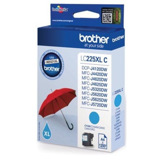 Cartucho de tinta ciano Brother Lc-225xlc - Alta qualidade e confiabilidade para seus documentos e fotos - Fácil instalação - Durabilidade econômica.