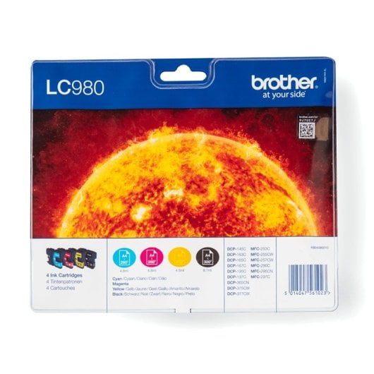 Cartucho de tinta Brother LC-980VALBPDR Negro/Cian/Magenta/Amarillo Multipack 4 piezas