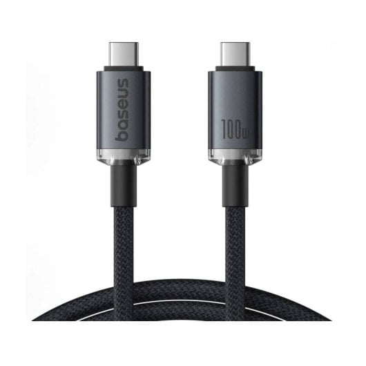 Cable Baseus Crystal Shine CB000089 USB-C 100W 20Gbps 1.5m Nylon Negro