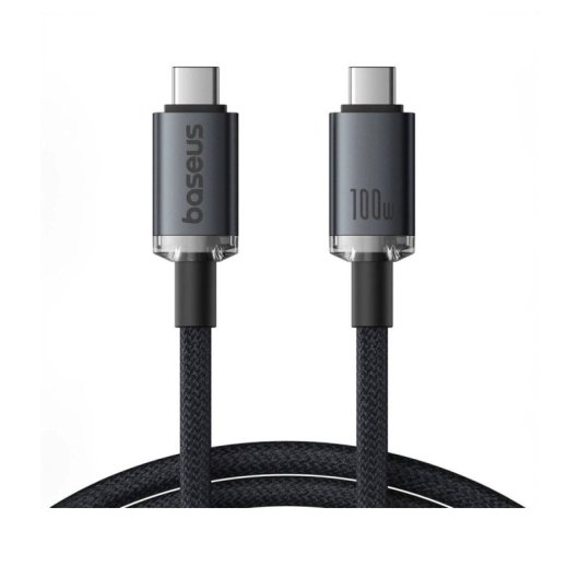 Cable Baseus Crystal Shine CB000089 USB-C 100W 20Gbps 1.5m Nylon Negro