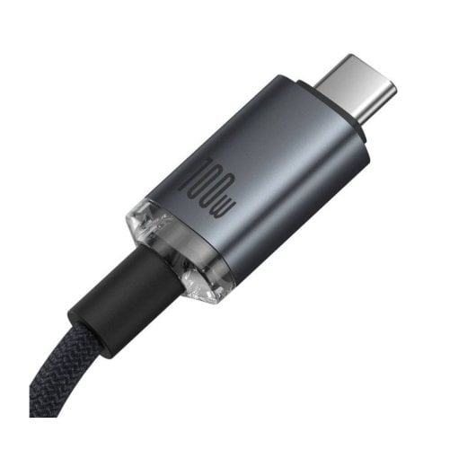 Cable Baseus Crystal Shine CB000089 USB-C 100W 20Gbps 1.5m Nylon Negro