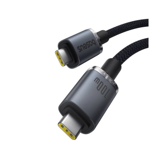 Cable Baseus Crystal Shine CB000089 USB-C 100W 20Gbps 1.5m Nylon Negro
