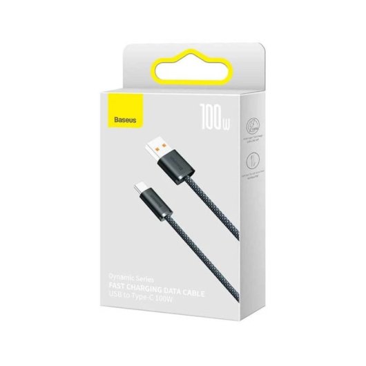 Cable Baseus Dynamic Series USB-A a USB-C PD 100W 2m Negro carga rápida y resistente