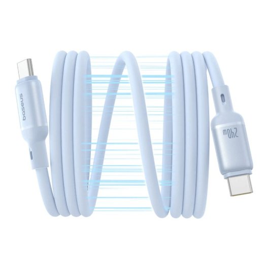 Cavo USB-C magnetico Baseus Picogo 240W 1m blu autoavvolgente e in silicone morbido