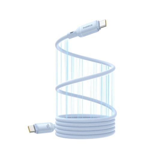 Cavo USB-C magnetico Baseus Picogo 240W 1m blu autoavvolgente e in silicone morbido
