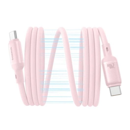 Baseus Picogo Magnetisches USB-C-Kabel 240 W 1 m Rosa selbstaufrollendes Flüssigsilikon