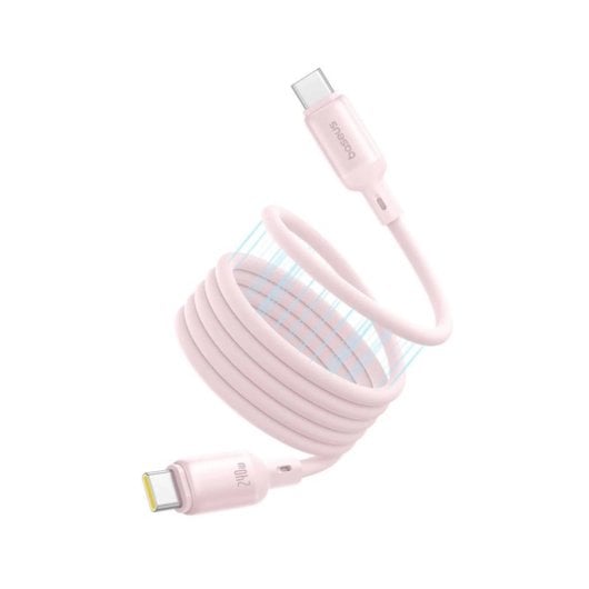 Baseus Picogo Magnetisches USB-C-Kabel 240 W 1 m Rosa selbstaufrollendes Flüssigsilikon