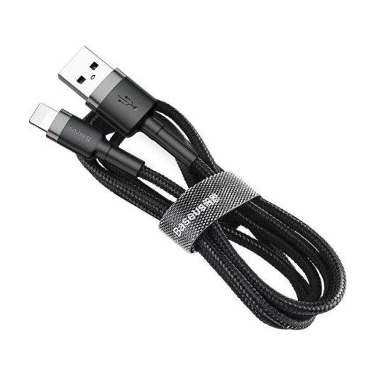 Cable Baseus Cafule USB-A a Lightning 1m 2.4A Nylon Trenzado Negro/Gris