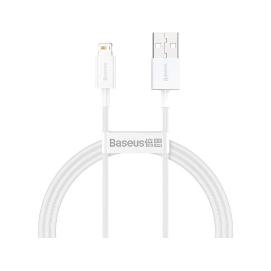 Cable Baseus CALYS-A02 USB A Lightning 1m 2.4A carga rápida blanco correa almacenamiento