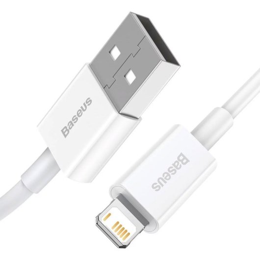 Cable Baseus CALYS-A02 USB A Lightning 1m 2.4A carga rápida blanco correa almacenamiento