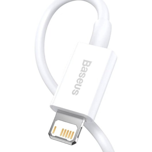 Cable Baseus CALYS-A02 USB A Lightning 1m 2.4A carga rápida blanco correa almacenamiento