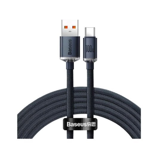 Cable Baseus CAJY000501 USB-A a USB-C 2m 100W 480Mbps trenzado negro