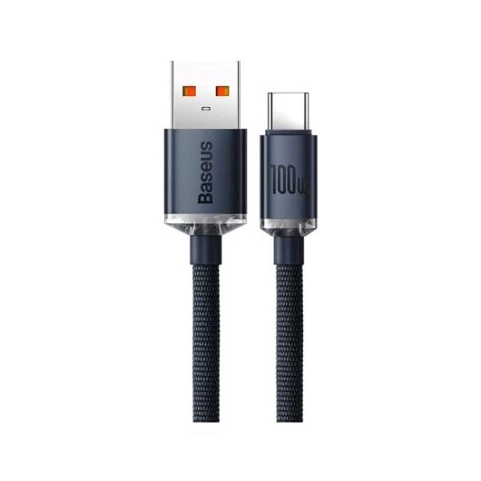 Cable Baseus CAJY000501 USB-A a USB-C 2m 100W 480Mbps trenzado negro