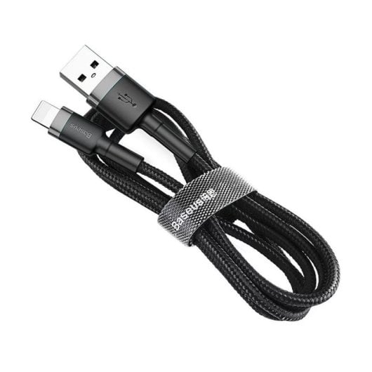 Cabo Baseus CALKLF-RG1 3m USB-A para Lightning Nylon Anti-Nó 2.4A Cinzento/Preto