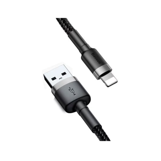Cabo Baseus CALKLF-RG1 3m USB-A para Lightning Nylon Anti-Nó 2.4A Cinzento/Preto