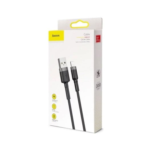 Cabo Baseus CALKLF-RG1 3m USB-A para Lightning Nylon Anti-Nó 2.4A Cinzento/Preto