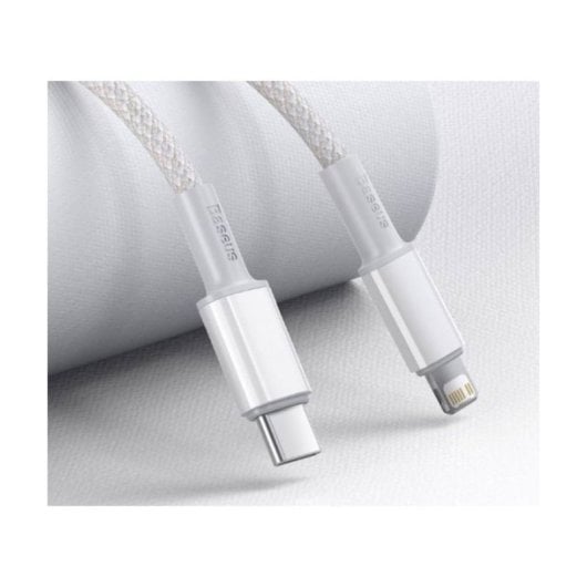 Cable Baseus CATLGD-02 USB-C a Lightning 1m 20W PD 480Mbps 5 núcleos Nylon Blanco