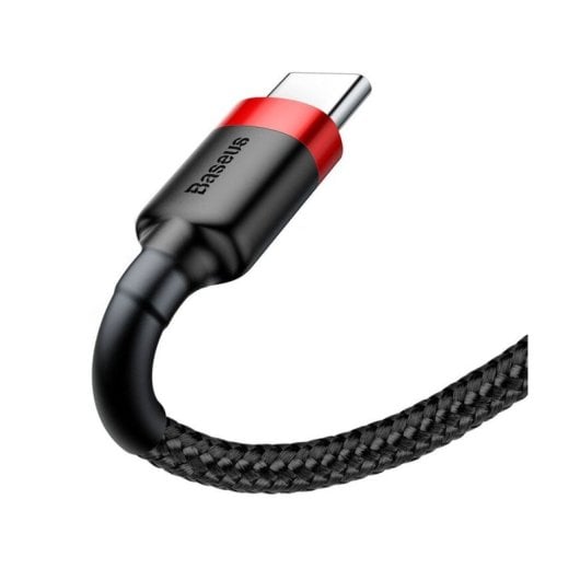 Câble USB-C Baseus CATKLF-U91 (3 m) en nylon tressé 3 A, charge rapide, noir/rouge