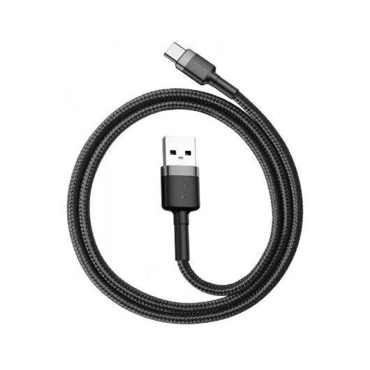 Cabo Micro USB Baseus Cafule 3m Nylon Trançado Carregamento Rápido 3.0/USB 2.0 Preto