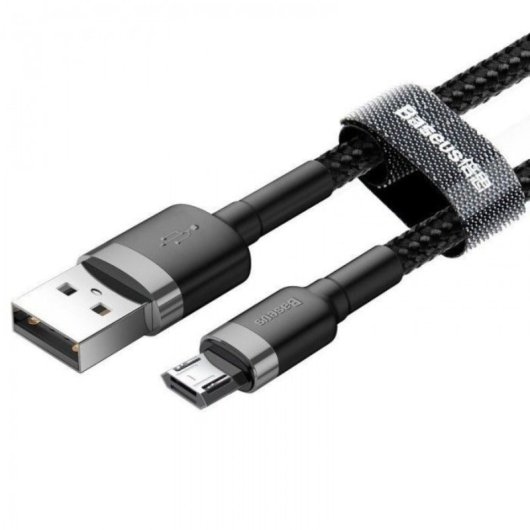 Cabo Micro USB Baseus Cafule 3m Nylon Trançado Carregamento Rápido 3.0/USB 2.0 Preto