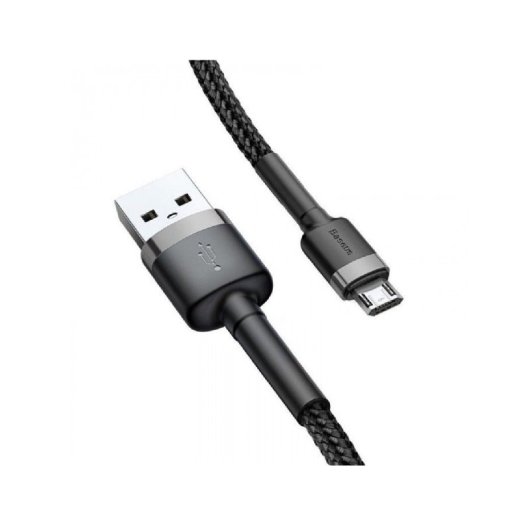 Cabo Micro USB Baseus Cafule 3m Nylon Trançado Carregamento Rápido 3.0/USB 2.0 Preto