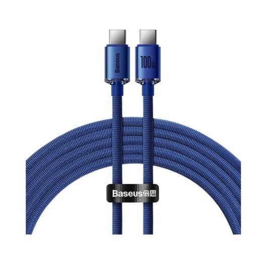 Baseus Crystal Shine Kabel CAJY000603 1,2m USB-C USB-C 100W Blau geflochten