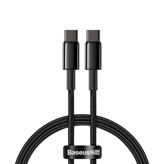 Cable USB-C Baseus Tungsten Gold 1m 100W PD, nylon, transferencia 480 Mbps, zinc
