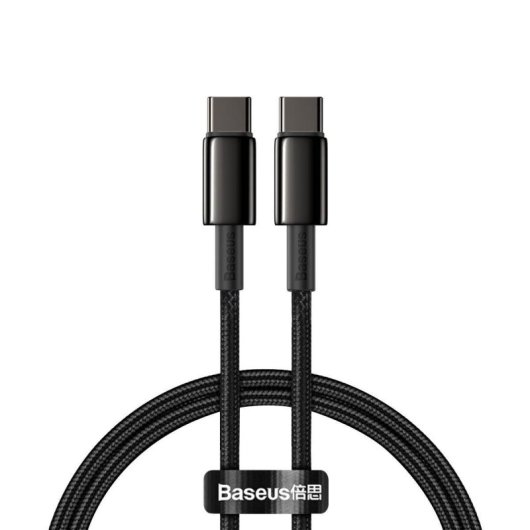 Cable USB-C Baseus Tungsten Gold 1m 100W PD, nylon, transferencia 480 Mbps, zinc