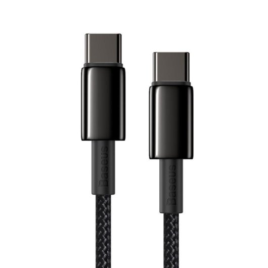 Cable USB-C Baseus Tungsten Gold 1m 100W PD, nylon, transferencia 480 Mbps, zinc