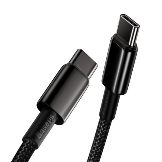 Cable USB-C Baseus Tungsten Gold 1m 100W PD, nylon, transferencia 480 Mbps, zinc