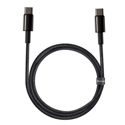 Cable USB-C Baseus Tungsten Gold 1m 100W PD, nylon, transferencia 480 Mbps, zinc